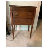26ï¿½ Two-Drawer Wooden Side Table With Tapered Leg