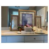 Framed Botanical Artwork and Vanity Accessories