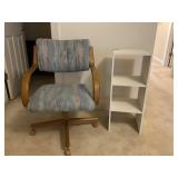 Office Chair with Upholstery and Small White Shelf