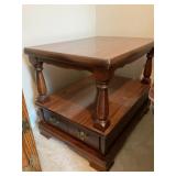 Two-Tier Wood End Table with Storage Drawer