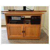 Light Wood Media Console with DVDs and Books