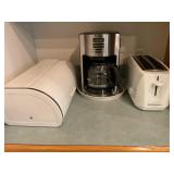 Three Kitchen Appliances: Coffee Maker, Toaster