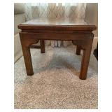 Square Wood Side Table with Inlaid Top