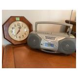 Octagonal Wall Clock and Sony Boombox