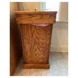 Oak Wood Amish Trash Can with Hinged Top