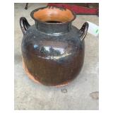 Glazed Double-Handled Ceramic Storage Jar