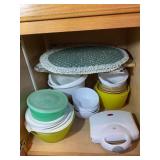 Plastic Kitchenware and White Sandwich Maker