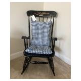 Black Painted Wood Rocking Chair with Eagle Motif