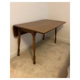 Drop-Leaf Wooden Table with Turned Legs