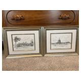 2 Don Cannavaro Architectural Prints in Frames