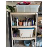 Plastic Shelving Unit With Contents