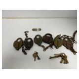 Vintage Brass Locks with Chains and Keys