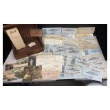 Decorative Wooden Box w/ Old Postcards, 1892