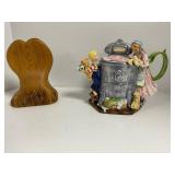 Ceramic Washing Machine-Themed Teapot With Wooden