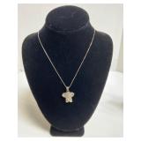 Sterling Silver Elephant Pendant Necklace with Cha
