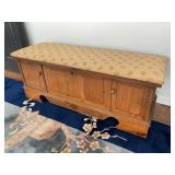 Cedar Lined Wooden Storage Chest with Upholstered