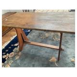 Rustic Wooden Worktable with Decorative Base
