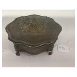 Decorative Metal Trinket Box with Jewelry Contents