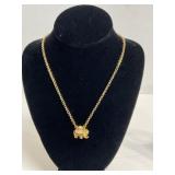 Gold-Tone Chain Necklace with Elephant Pendant