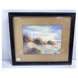 Framed 17x20 Original Watercolor 'Sandpiper by the