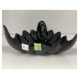 Black Ceramic Scalloped Decorative Bowl