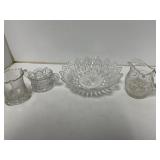 Pressed Glass Serving Bowl and Tableware Set