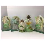 Decorative Items Including Figurines and Lamp