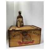 Moosehead Beer Wooden Crate with Miscellaneous Ite