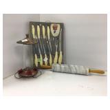 Marble Rolling Pin, ï¿½Bird Feeder, and Knife Set
