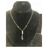 14 kt Gold-Tone Necklace with Pearl Accents