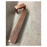 Wooden Footstool and Long Wooden Bench
