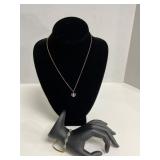 Gold-Tone Necklace and Bracelet with Iridescent St