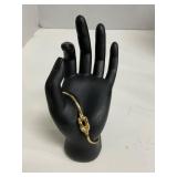 Gold-Tone Snake Motif Bracelet with Rhinestones