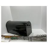 Black Metal Mailbox and BBQ Grilling Tools