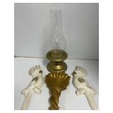 Decorative Set with Glass Lamp and Wall Ornaments