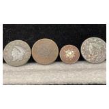 (4) Type Coins w/ Corrosion, Damage, &/or No Date