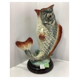 Glazed Ceramic Fish Vase with Base