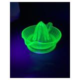 Uranium Glass Lemon Juicer with Handle and Spout