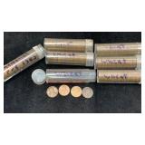 (5) Full Rolls + (4) Single Lincoln Wheat Cents,