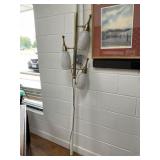 Mid-Century Brass and Wood Pole Lamp