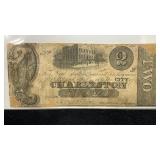 Currency 1862 $2 City of Charleston Note, South