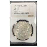 1921 NGC MS60 Silver Morgan Dollar