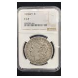 Key 1890-CC NGC F 12 Silver Morgan Dollar
