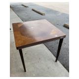 Square Wooden Card Table with Veneer Inlay