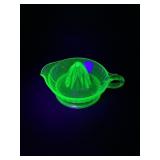 Uranium Glass Citrus Juicer with Handle and Spout