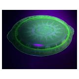 Green Uranium Glass Oval Serving Platter
