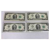 Currency (4) Diff. $2 Federal Reserve Notes