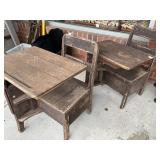 Wooden School Desks With Attached Chairs
