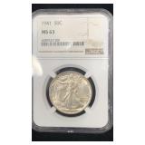 1941 NGC MS63 Silver Walking Liberty Half Dollar