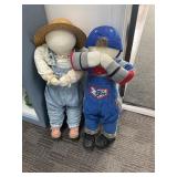 Fabric Rag Dolls in Overalls and Hats